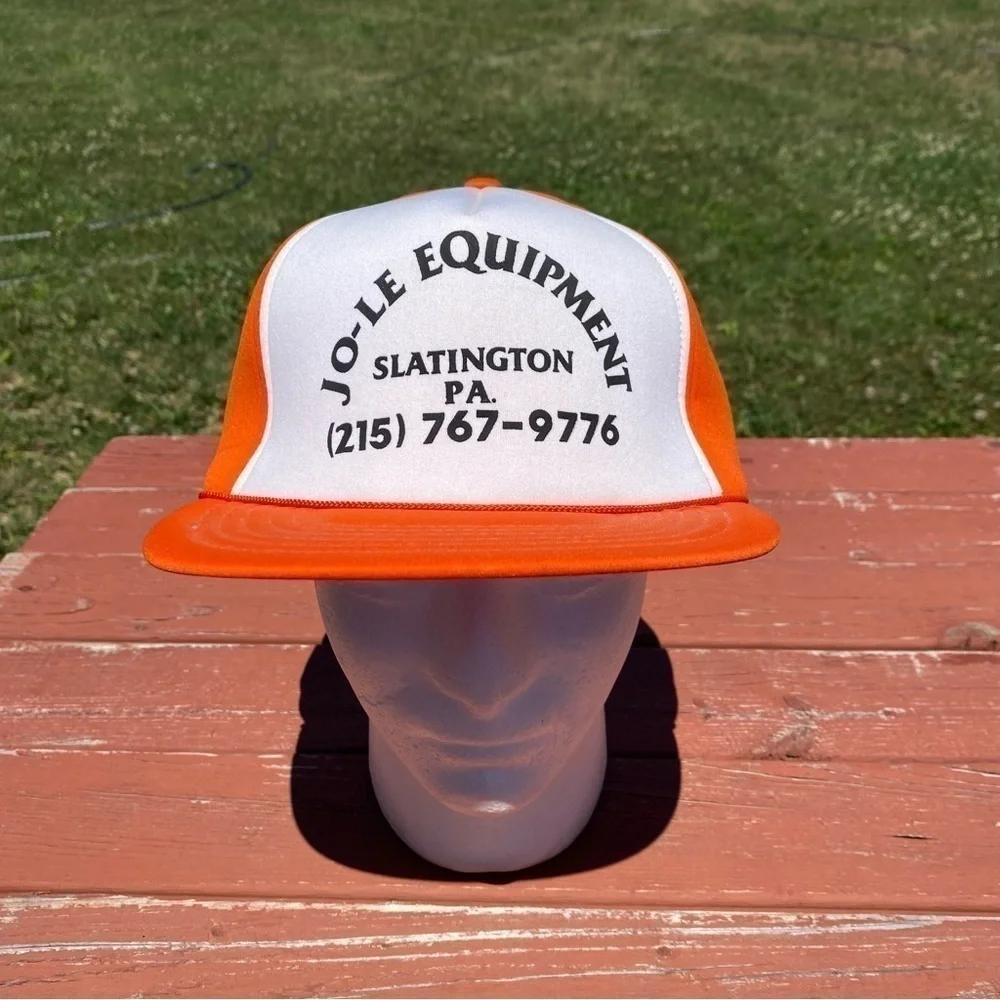 Jo-Le Equipment Vintage Trucker Hat Mesh Snap Back Orange Slatington